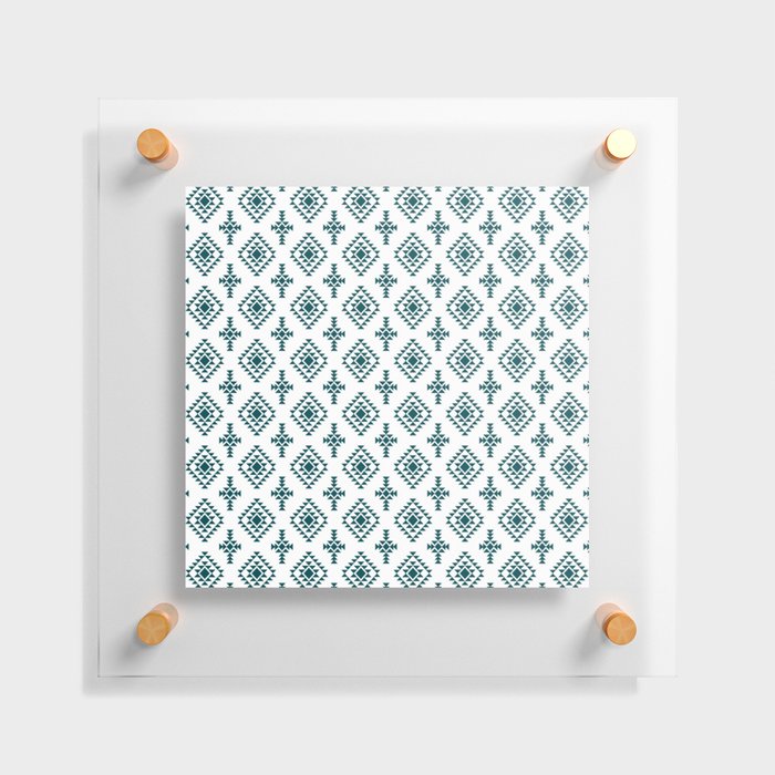 Teal Blue Native American Tribal Pattern Floating Acrylic Print