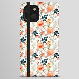 Orange Watercolor flowers iPhone Wallet Case