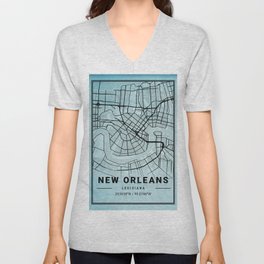 New Orleans - Louisiana Aquarius Watercolor Map V Neck T Shirt