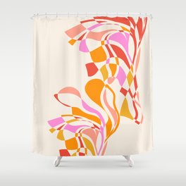 GROW YOUR OWN WAY with Liquid retro abstract pattern in Pink and Orange Shower Curtain