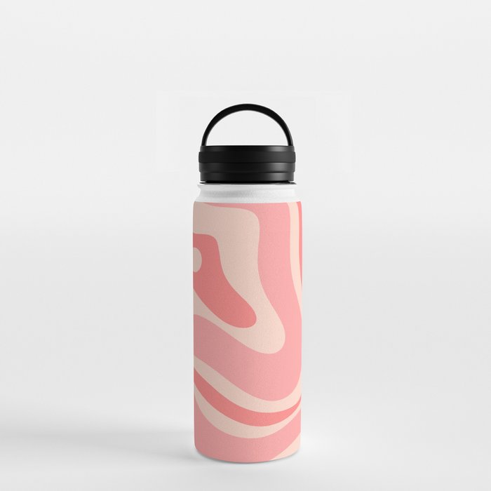 Blush Pink Modern Retro Liquid Swirl Abstract Pattern Square Water Bottle