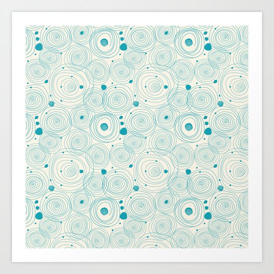 Blue Scribbles Pattern 04 Art Print