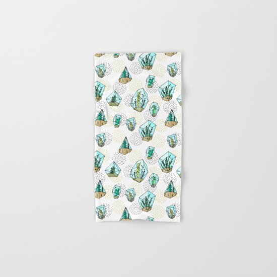 Succulents in the glass vase Hand & Bath Towel
