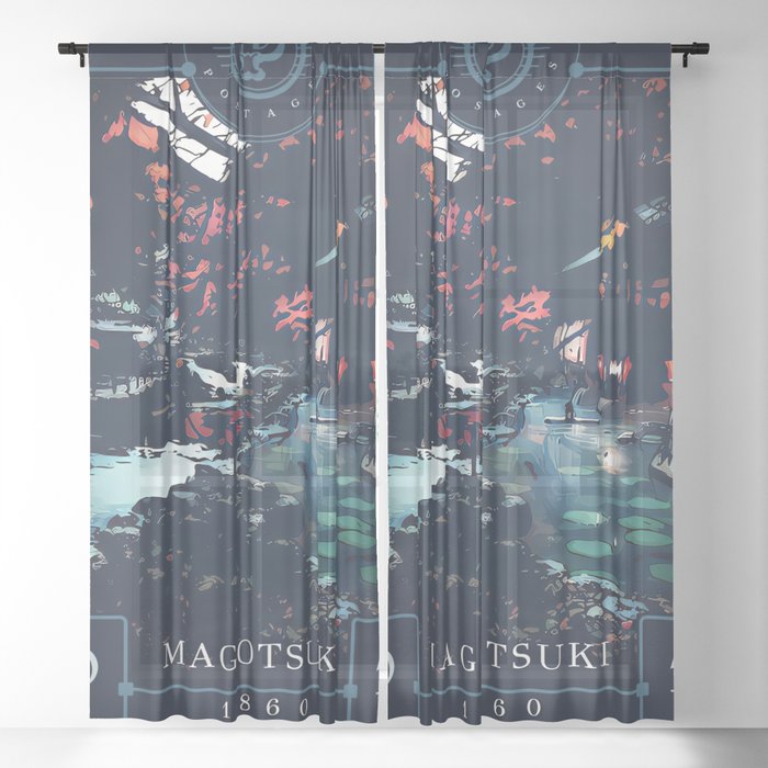 POSTAGE 1 - Magotsuki 1860 | postages Sheer Curtain