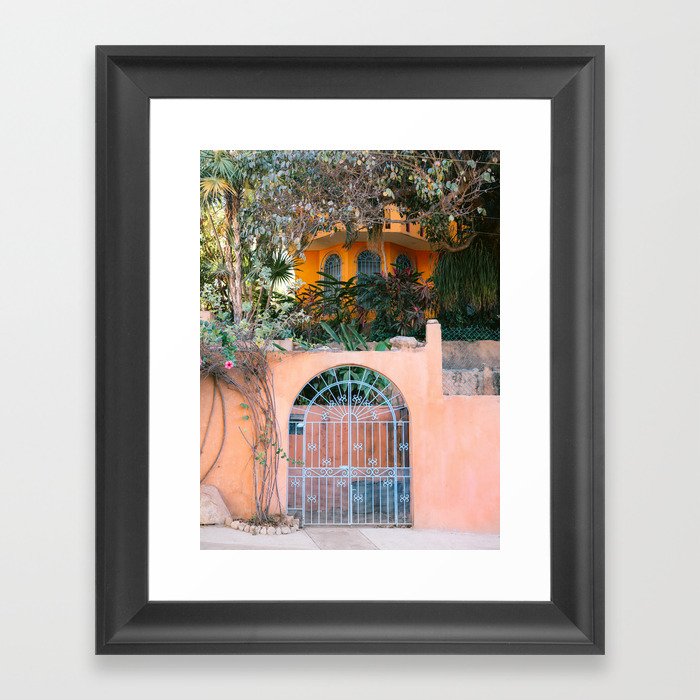 Tropical Puerto Escondido | Mexico travel photography | Colorful front gate Framed Art Print