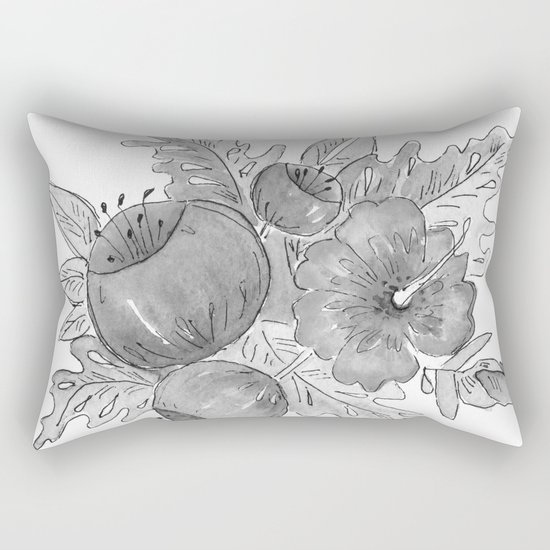 Tropical exotic flowers and leaves . Rectangular Pillow