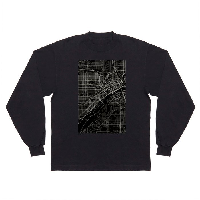 Saint Paul, USA - City Map - Monochrome Long Sleeve T Shirt