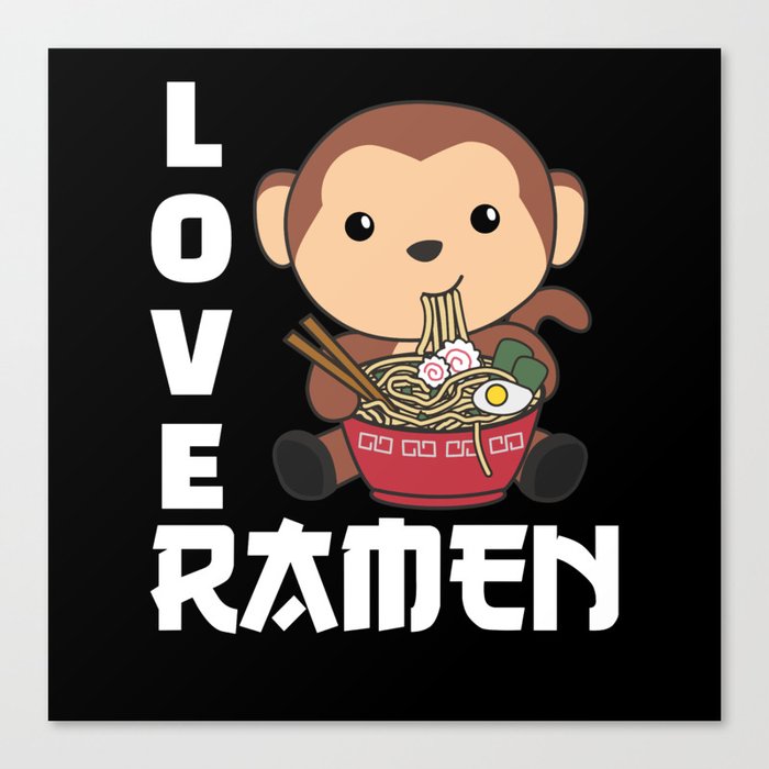 Ramen Japanese Noodles Sweet Monkey Eats Ramen Canvas Print