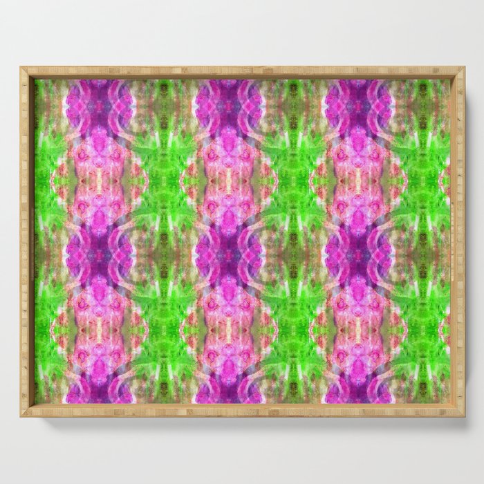 Chartreuse and Magenta Kaleidoscope Stripes Serving Tray