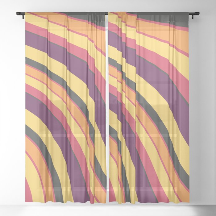 Liquid Retro Swirl Abstract Autumn Pattern Sheer Curtain