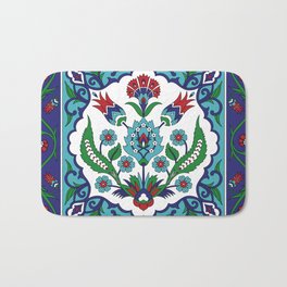 Turkish Tile Pattern – Vintage iznik ceramic with tulips Bath Mat
