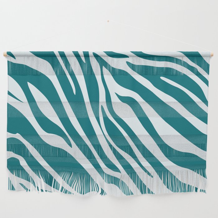 Mid Century Modern Zebra Print Pattern - Green and White Wall Hanging