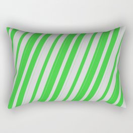 [ Thumbnail: Lime Green & Light Grey Colored Lines Pattern Rectangular Pillow ]