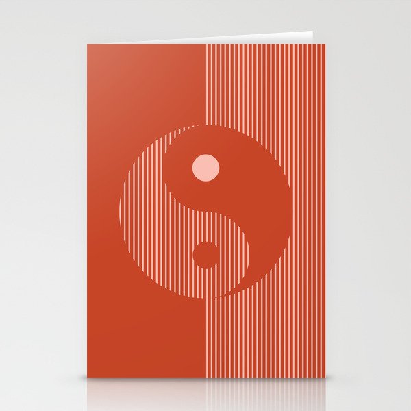 Geometric Lines Ying and Yang V in Rust Rosegold Stationery Cards
