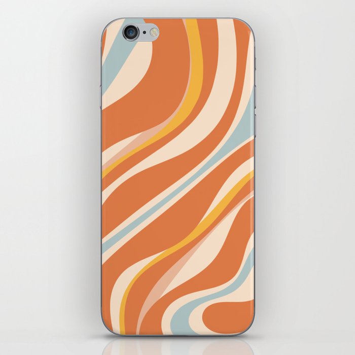 Trippy Dream Abstract Pattern Ice Blue Mustard Apricot Cream  iPhone Skin