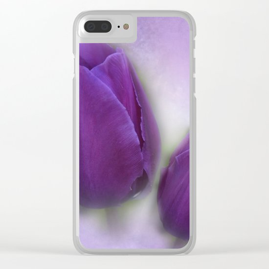 tulips on marble background Clear iPhone Case