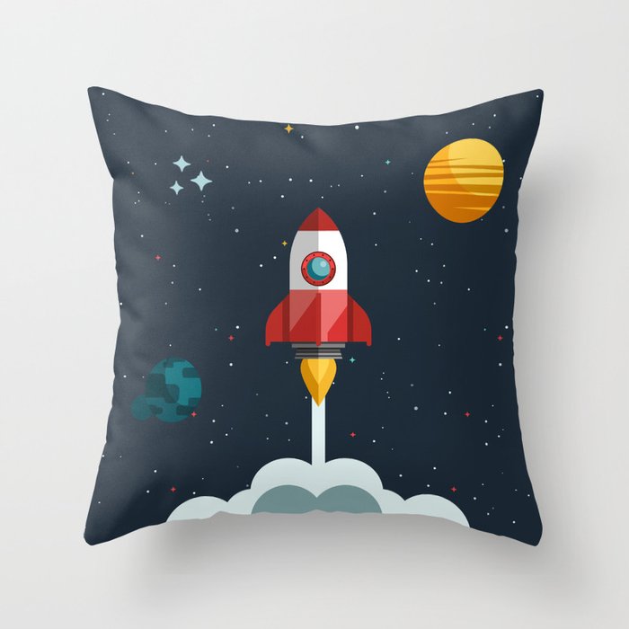 Space rocket Throw Pillow