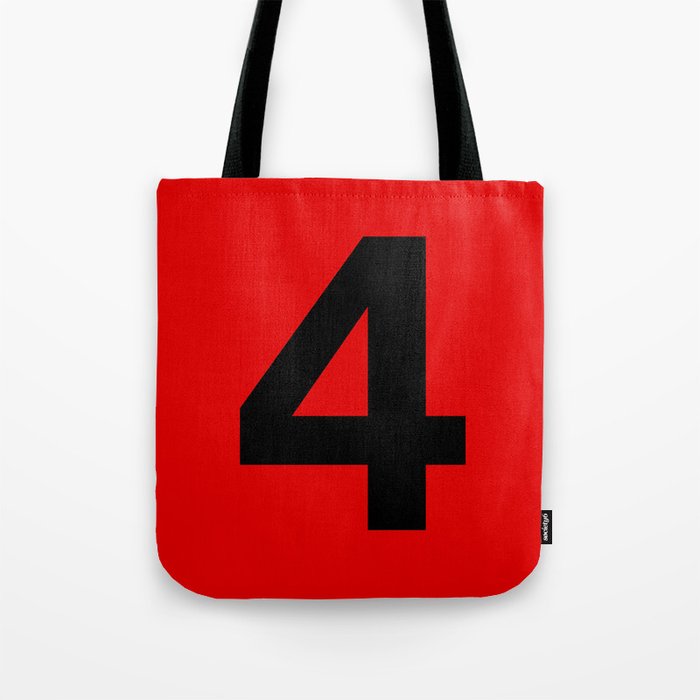 Number 4 (Black & Red) Tote Bag