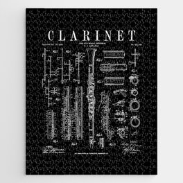 Clarinet Vintage Patent Clarinetist Drawing Print Jigsaw Puzzle