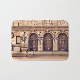 Christmas night at Boston Public Library Bath Mat | Landscape, Photo, Massachusetts, Doors, Seasongreetings, Color, Architecture, Library, Hdr, Holiday 