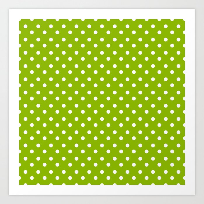 Small White & Apple Green Spring Polka Dot Pattern Art ...
