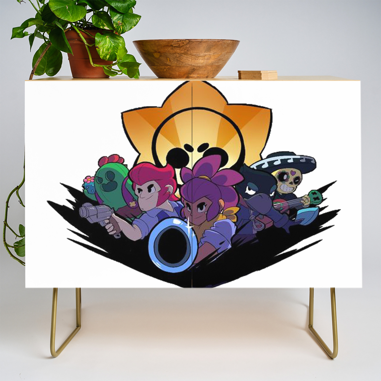 Spike Colt Shelly Crow And Poco Design Brawl Stars Credenza By Zarcus11 Society6 - brawl stars some assembly required best brawlers