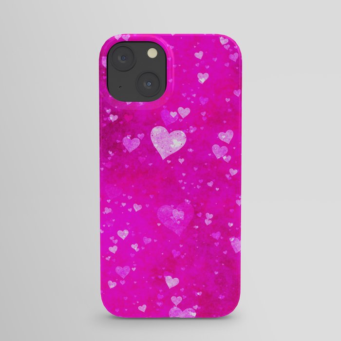 Shiny glitter hearts iPhone Case
