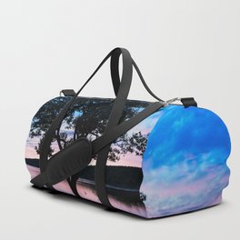 Tranquility - Tree Silhouette in Lake at Dusk in Oklahoma Duffle Bag