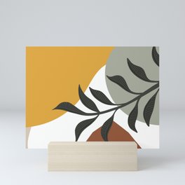 Gold Green Terracotta Modern Botanical Leaves Contemporary Shape Collection 3 Mini Art Print