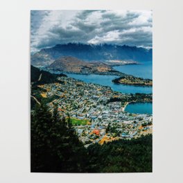 Landscape, Aesthetic Queenstown New Zealand, Queenstown New Zealand Winter, Queenstown Southern Alps Mountains Poster