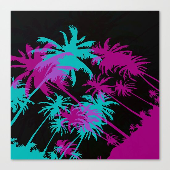 California Palm Trees at Night Canvas Print