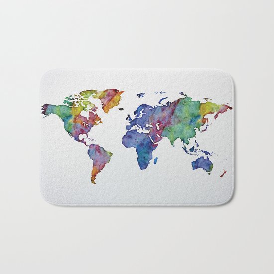 Multicolor World Map 03 Bath Mat
