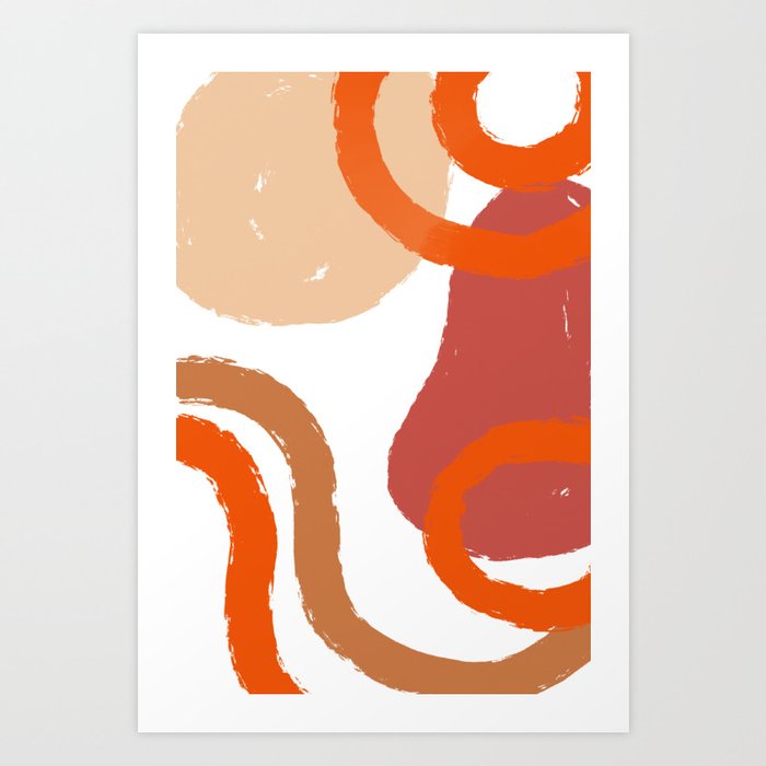 abstract terracotta line circle Art Print