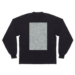 Bold Gray Blooming Sunflowers Long Sleeve T-shirt