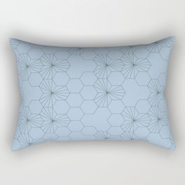 Geometric flowers sky blue and pine green Rectangular Pillow