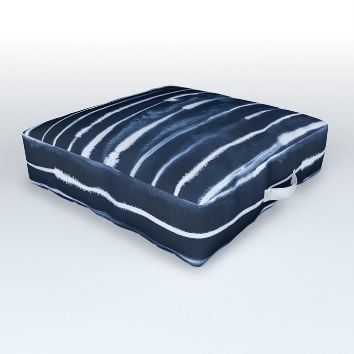 Electric Ink Indigo Navy Stripes Outdoor Floor Cushion