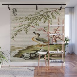 China old  watercolor painting Duck and Tree (Restored Art) Wall Mural