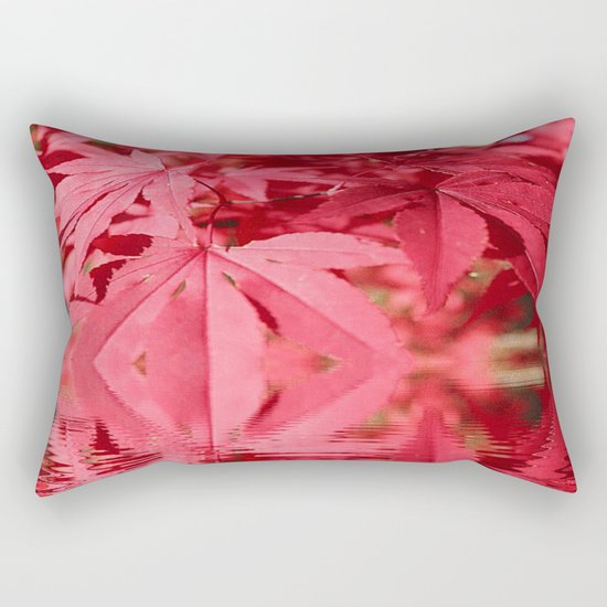 Red Maple Leaves Reflections Rectangular Pillow