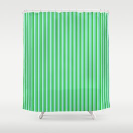[ Thumbnail: Aquamarine, Powder Blue, and Lime Green Colored Stripes Pattern Shower Curtain ]