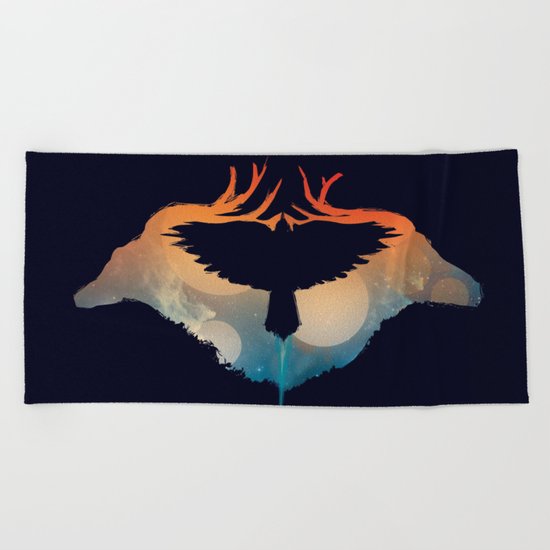 Night sky over savanna Beach Towel