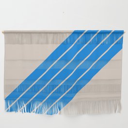 Classic Striped Retro Stripes in Beige and Blue Color Wall Hanging