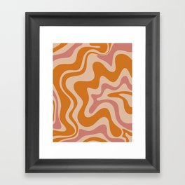 Liquid Swirl Abstract in Late Summer Orange and Pink Framed Art Print