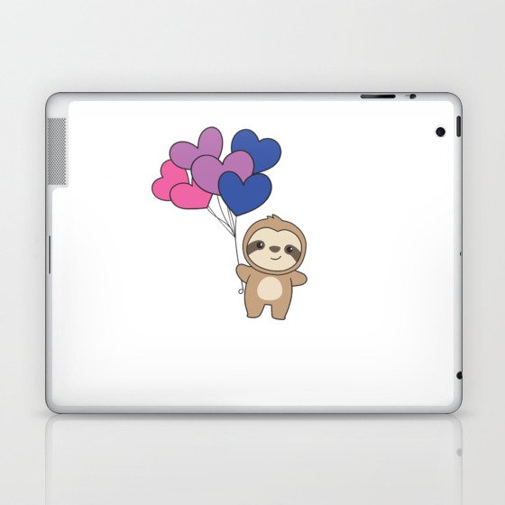 Bi Flag Balloon Heart Pride Lgbtq Sloth Laptop & iPad Skin