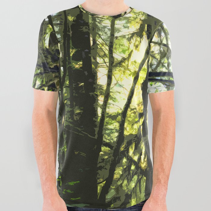 Forest Scene block out All Over Graphic Tee