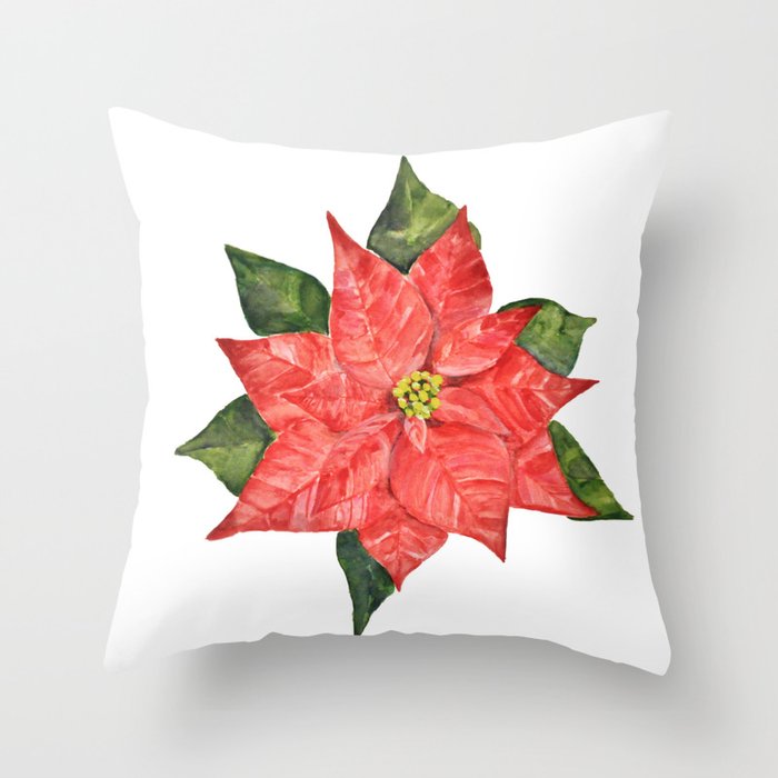 Red Christmas Pointsettia Throw Pillow by Jennifer Rizzo Design Company Society6