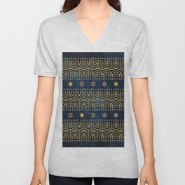 Menorah Pattern V Neck T Shirt