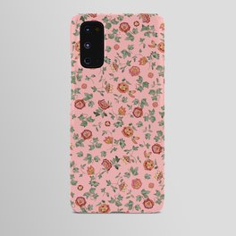 small orange-pink-red flowers on pink  Android Case
