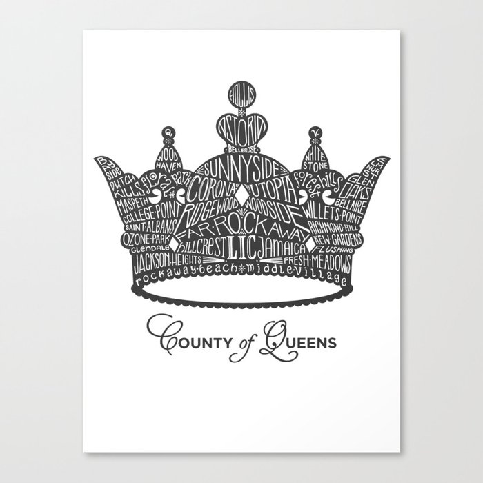 County of Queens | NYC Borough Crown (GREY) Canvas Print