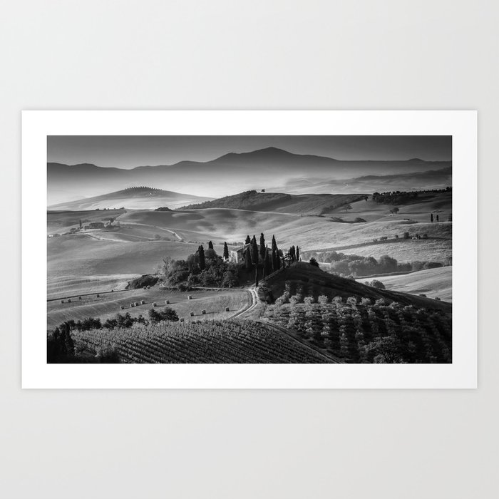 Black and White Tuscany - Italy Art Print