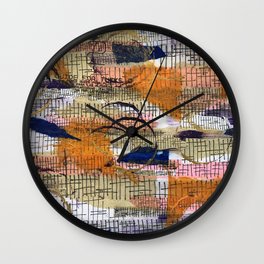 Sticks and Stones in Oranges and Blues Wall Clock